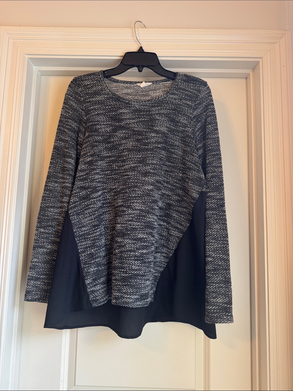 Lucky Brand Black and White Marled Knit Sweater